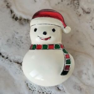 BEST Signed Brand CHRISTMAS Snowman Pendant Brooch Enamel Over Silver Vintage